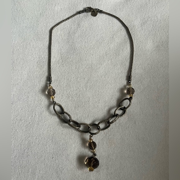 Silpada Engraved Sterling Silver Cascading Smoky Quartz Citrine Necklace N1454 - Picture 2 of 3